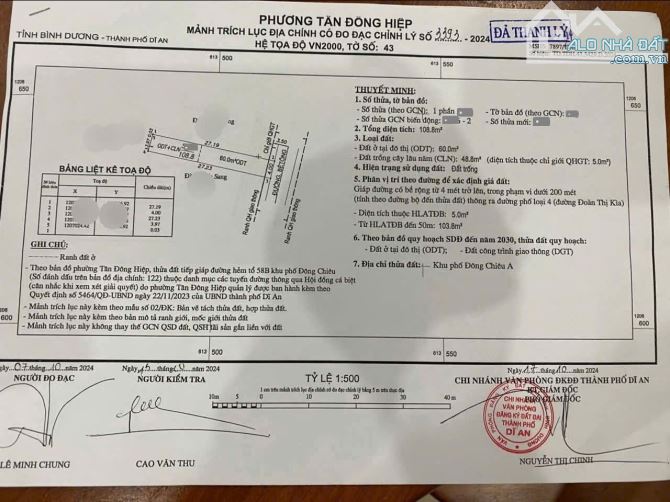 Bán đất 4x27m, hẻm Đoàn Thị Kia p.Tân Đông Hiệp gần Ngã 3 Ông Xã - 1