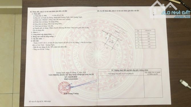 Bán biệt thự Khu dân cư 577 Sơn Tịnh hướng Tây Bắc, 300m2 vuông vứt, giá 2780 triệu - 1