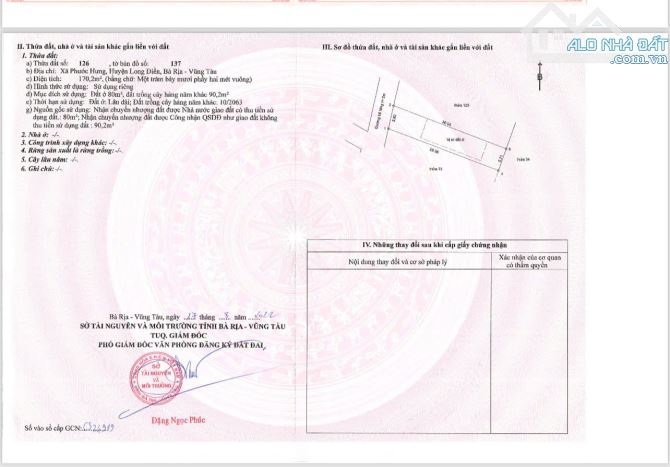 CẦN BÁN GẤP LÔ ĐẤT CHỈ CÁCH ĐT44A NGAY TRUNG TÂM THỊ TRẤN LONG HẢI GIÁ SIÊU TỐT