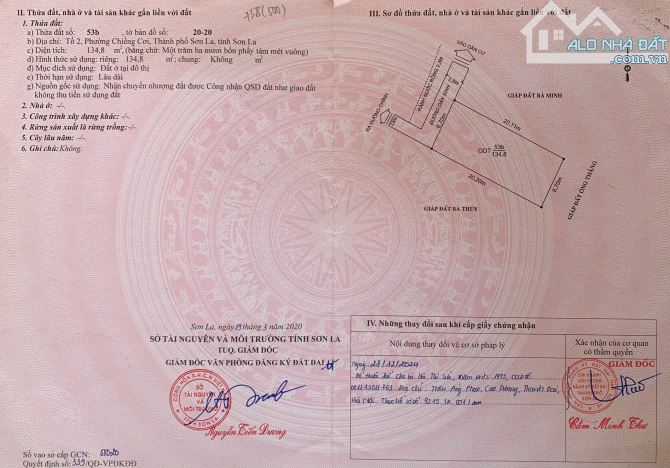 TÔI LÀ CHÍNH CHỦ BÁN LÔ ĐẤT TẠI TỔ 2, PHƯỜNG CHIỀNG CƠI, TP. SƠN LA, TỈNH SƠN LA.