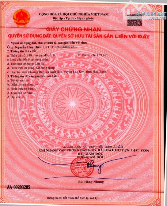 Bán đất nền tại xã Xuất Hóa, Lạc Sơn, HÒa Bình. Diện tích 189.4m2 - 1