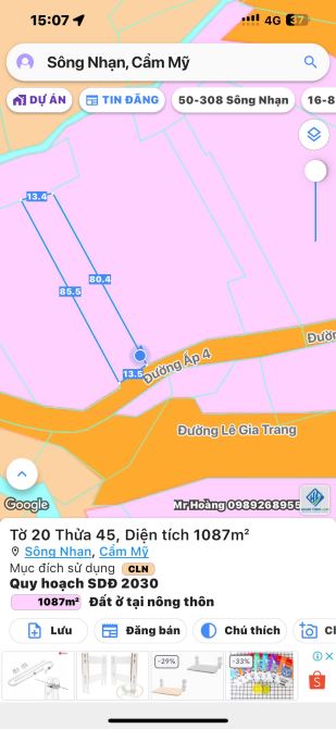 🆘BÁN ĐẤT SÔNG NHẠN CẨM MỸ SỔ RIÊNG ———————————————- ✅DT: 1100m2 Phủ hồng ✅ Hỗ Trợ Vay Ngâ - 2