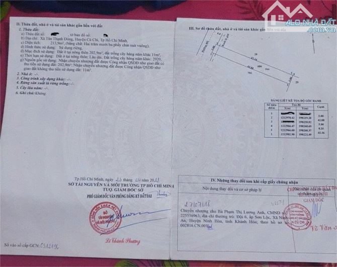 Bán lô đất 10*21,4 ( 214m2) SHR, Tân Thạnh Đông, Củ Chi. Giá 800 triệu - 2