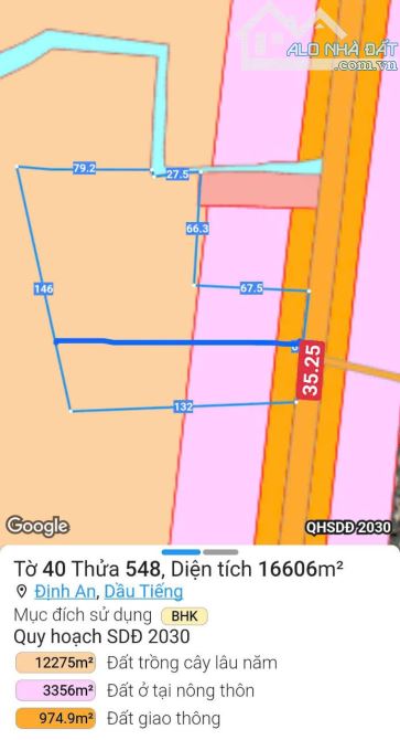 BÁN ĐẤT MT DT744, ĐỊNH AN, DẦU TIẾNG, DT: 35.25x127, TC300M2, SHR, GIÁ 7,5 TỶ - 2