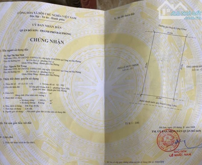 Bán đất TDP Đoàn Kết 2 - Ngọc Hải - Đồ Sơn - Hải Phòng