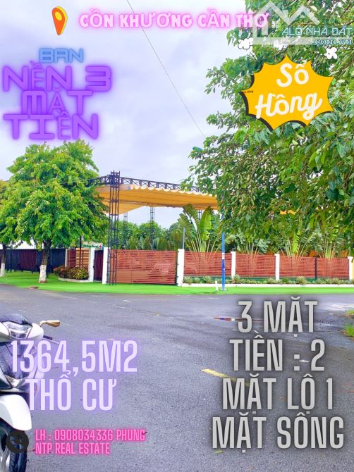 ĐẤT 3 MẶT TIỀN VIEW SÔNG KHU CỒN KHƯƠNG CẦN THƠ