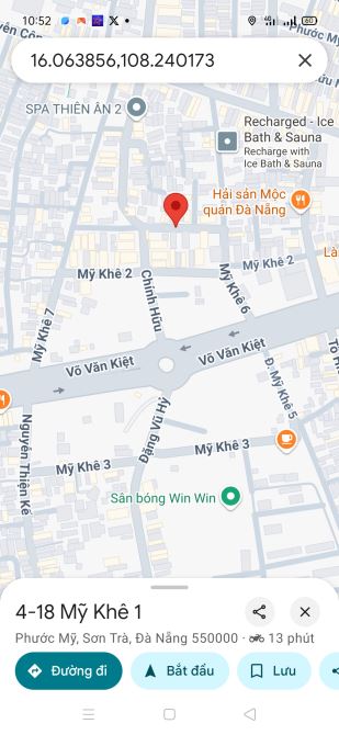 BÁN CẶP ĐẤT ĐƯỜNG MỸ KHÊ 1 - SƠN TRÀ DT GẦN 200 m2 ngang gần 10 m giá nhỉnh 18 tỷ