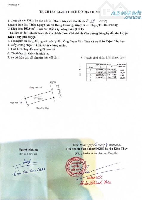 Bán đất Lạng Côn - Đông Phương - Kiến Thụy - Hải Phòng