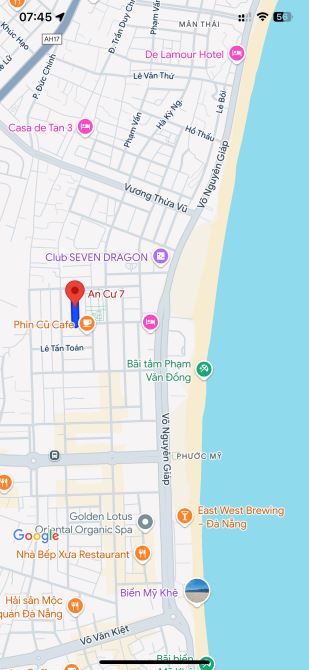 CHÍNH CHỦ BÁN LÔ ĐẤT MẶT TIỀN ĐƯỜNG AN CƯ 7 – SÁT CÔNG VIÊN HỒ NGHINH – GẦN BIỂN MỸ KHÊ