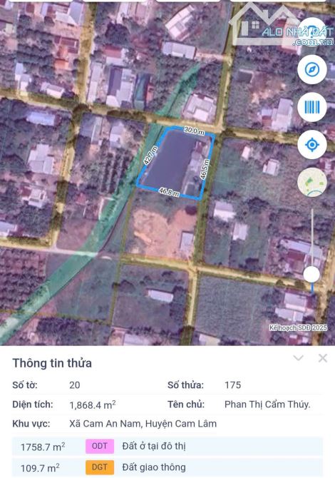 Bán lô đất thôn Vĩnh Trung, xã Cam An Nam - Cam Lâm - Khánh Hoà
