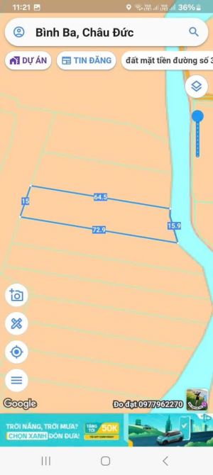1000m2- Có Nhà - giáp Suối Bình Ba, Châu Đức,Bà Rịa Vũng Tàu. 1,2 tỷ ngang15*64