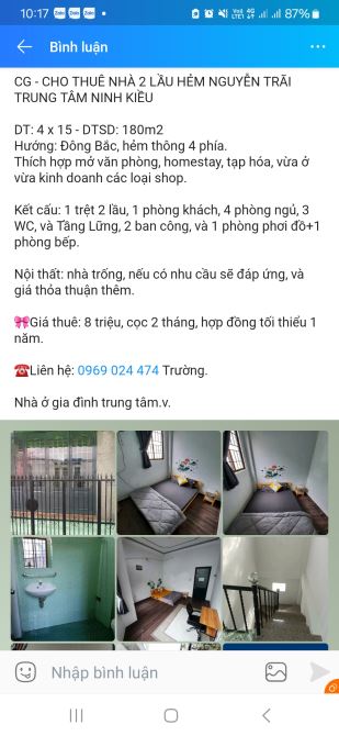 Nhà 2 lầu trung tâm Ninh Kiều cho thuê lâu dài - 1