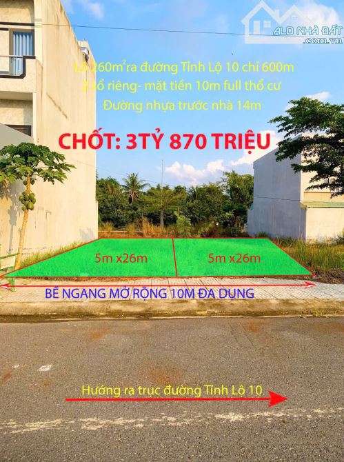 Chính chủ bán cặp 260m2 đối diện KCN Ponchen thích hợp xây trọ hoặc kho - Full thổ cư 100% - 1