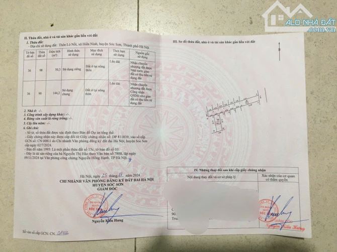 Nhỉnh 1 tỷ tí ti có ngay 50.3m full thổ cư,đường 4m thông tại Lò Nồi, Hiền Ninh, Sóc Sơn - 2