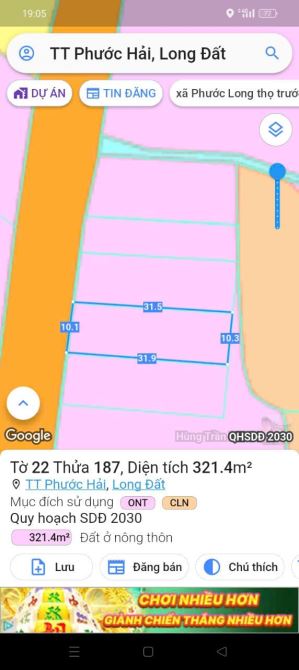 BÁN ĐẤT CHÍNH CHỦ - 3 LÔ LIỀN KỀ - TT PHƯỚC HẢI .LONG ĐẤT. CÁC TL44B 200M - 2