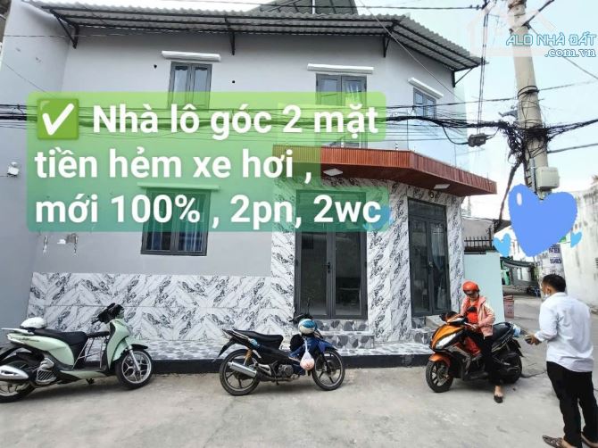 💥Nhà mới đẹp Lô Góc 2MT, 2 tầng, dt 45m2, hxh 🚗 thông, sát Aeon Tên Lửa - nhỉnh 3 tỷ - 2