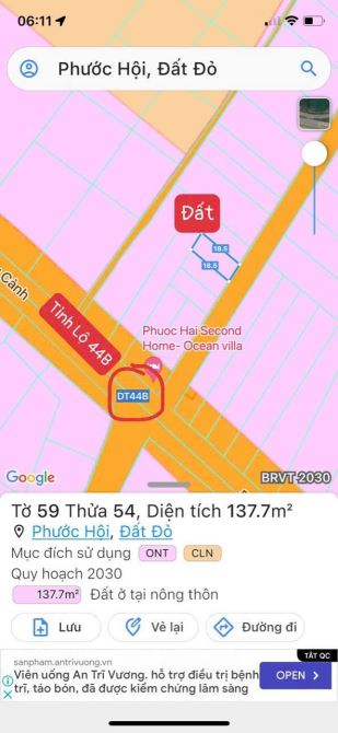 CẦN BÁN LÔ ĐẤT SÁT ĐƯỜNG TL44B - PHƯỚC HỘI ,LONG ĐẤT .BRVT - 2