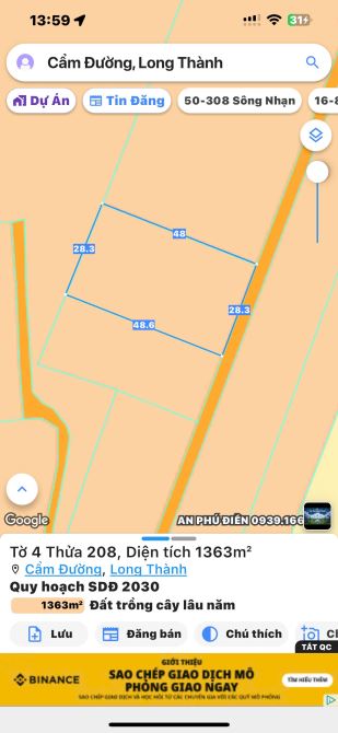 🆘BÁN ĐẤT CẨM ĐƯỜNG LONG THÀNH CHỈ 2tỷ999 Cho 1336m2 Đất Phủ hồng mặt đường betong   ✅Đườn - 3