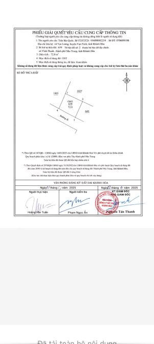 CẦN BÁN ĐẤT THỔ CƯ 72M2 – MẶT TIỀN 8,9M – KHU VĨNH THẠNH   Diện tích: 72m² (Thổ cư 100%) - 4
