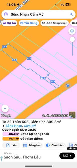 BÁN ĐẤT TẶNG NỀN NHÀ XÂY SẴN 150m2 THỔ CƯ MẶT TIỀN ĐƯỜNG NHỰA ẤP 6 XÃ SÔNG NHẠN CẨM MỸ GIÁ - 7