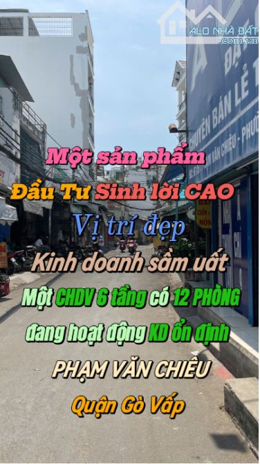 Bán CHDV.Đang có dòng tiền ổn định.Kết cấu 6 tầng.Phạm Văn Chiêu.Gò Vấp