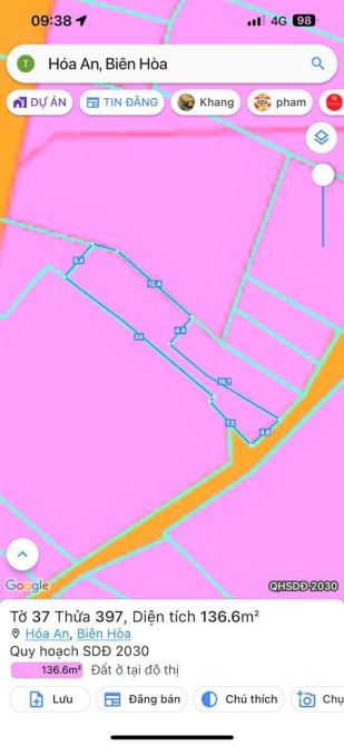 Hàng hiếm! Bán đất P. Hoá An 136m2, thổ cư 100%, xdtd, đường 5m, sổ riêng giá 1,6 tỷ (thươ