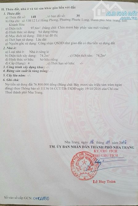 Bán lô đất hẻm Lê Hồng Phong, Phước Long • DT: 97,6 m2 ngang 5,1m. Giá bán 3ty250tr