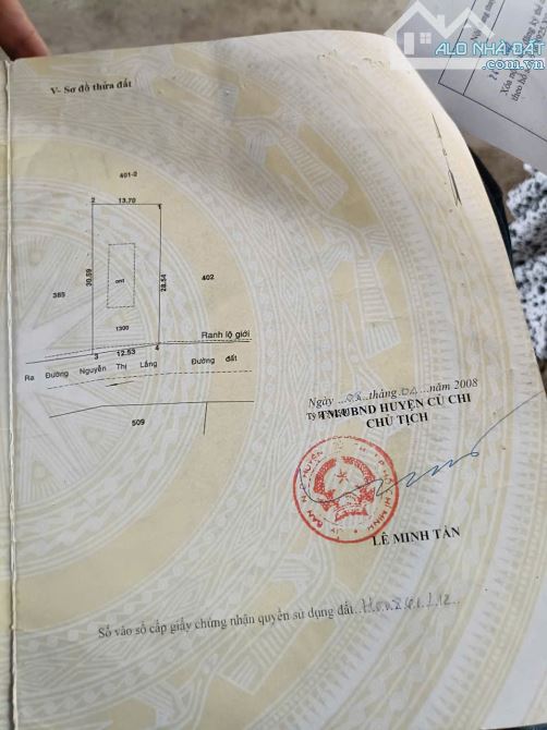 Bán lô đất 1/ đường Nguyễn Thị Lắng, Tân Phú Trung, Củ Chi, 386m2, 3,5 tỷ. - 2