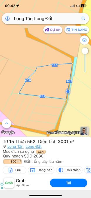 BÁN 3.000M2 50X70M XÃ LONG TÂN ,LONG ĐẤT . Cách nhựa hồ lồ ô chỉ 100m - 4