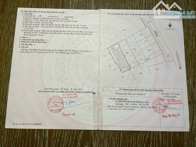 ✨🏡✨ Cần bán Đất Hẻm xe hơi (4m), đường Hùng Vương, P.11, Đà Lạt gần Hồ Xuân Hương 400m.