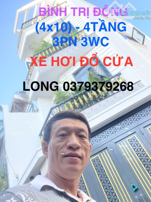 CHÍNH CHỦ CẦN BÁN GẤP NHÀ LÔ GÓC 2 MT Ở BÌNH TRỊ ĐÔNG 40m(4x10)4TẦNG 3PN 4WC GIÁ 5 TỶ X