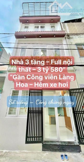 Bán nhà gần công viên Làng Hoa Gò Vấp – 2 lầu ST – hẻm xe hơi – chỉ 3 tỷ ++