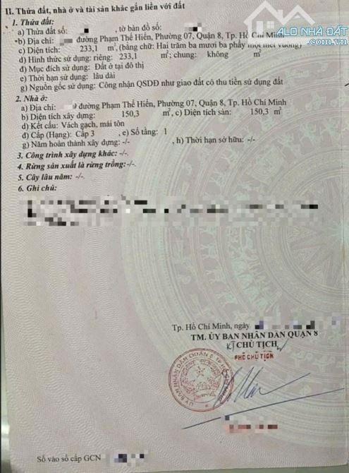 Nhà Mặt tiền phạm thế hiển phường 7 ngang 5m dài 44m - 1