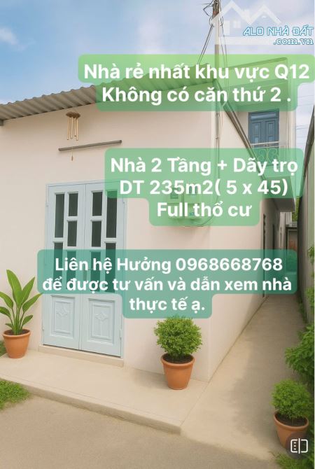 Bán Nhà 2 Tầng + Dãy Trọ Q12 - 237M2 (5 x45 ) - Hẻm HXH -  Chỉ 7,9Tỷ. - 1