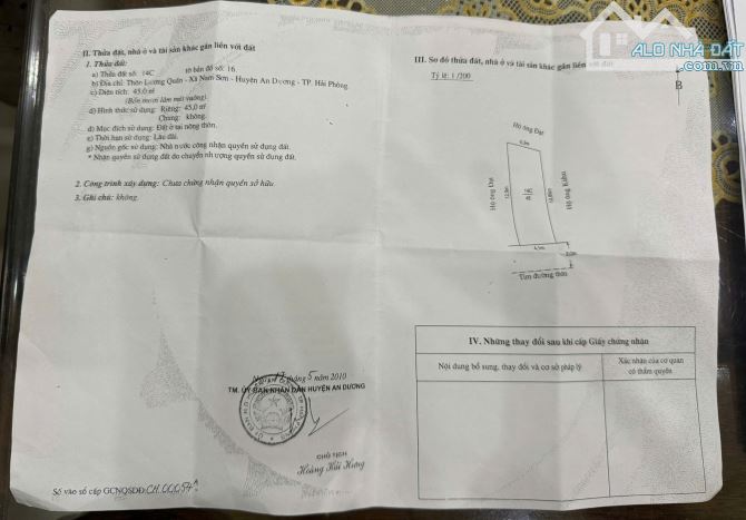 Mặt đường Lương Quán, Nam Sơn, An Dương giá có 1,35 tỷ - 1
