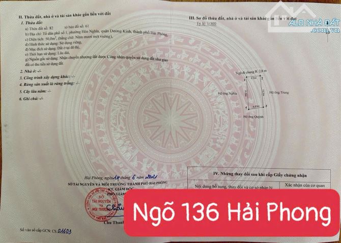 ĐẤT NGÕ 136 HẢI PHONG, HOÀ NGHĨA SÁT VINHOMES CHỈ 1.3x tỷ - 2