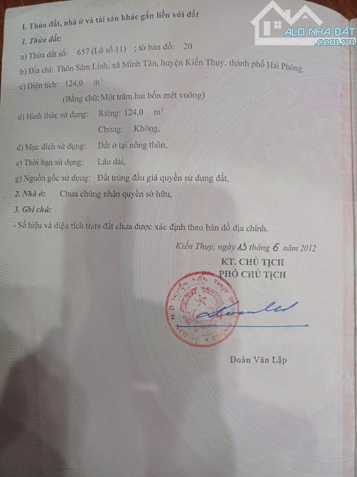 124m2 đất Sâm Linh, Minh Tân sát chợ , trung tâm xã Minh Tân - 2