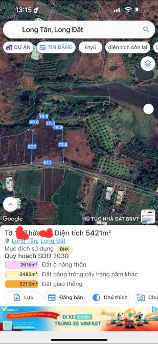 ĐẤT VIEW SUỐI - NGAY MẶT HỒ LỒ Ô - LONG TÂN-5421 M2 - 5
