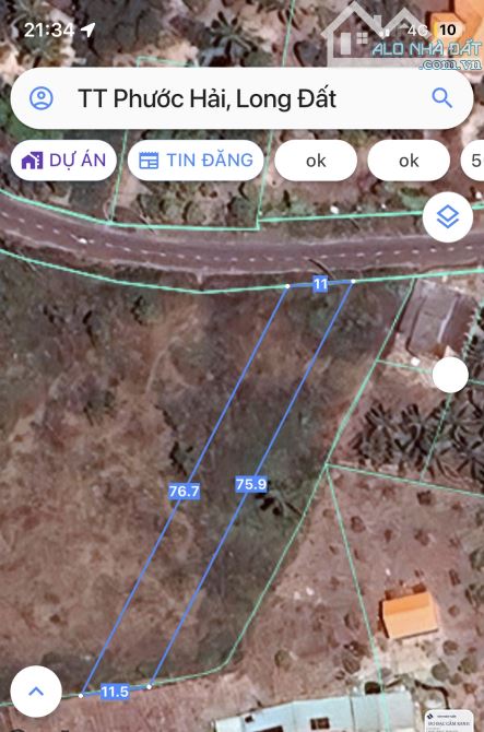 Thị trấn Phước Hải Diện tích 713m2- ngang 11m- nở hậu 11,5m Phủ hồng toàn bộ, giá chỉ 2tyx