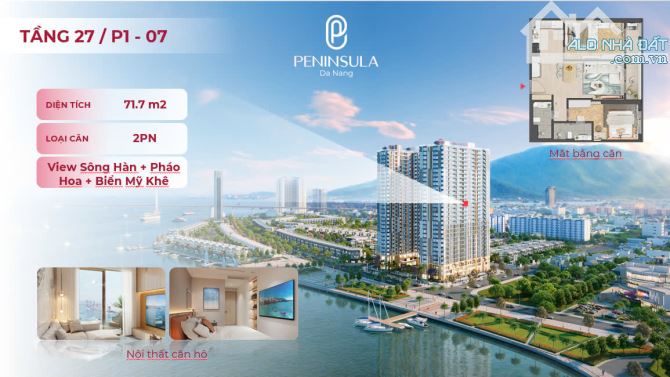 Hàng hiếm 5 căn đẹp nhất dự án Peninsula, view sông Hàn + pháo hoa, giá CĐT, sổ lâu dài