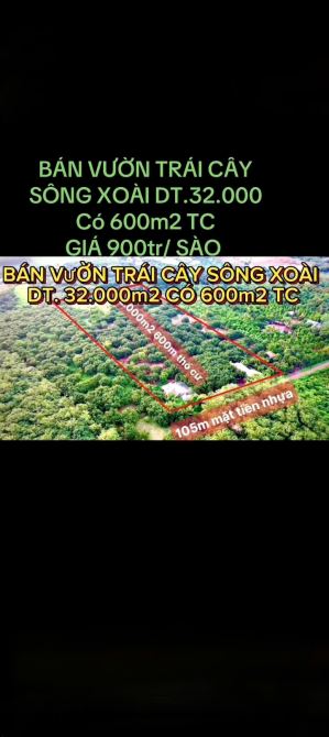 Bán 32.000M2 đất Sông Xoài, Phú Mỹ, BRVT, 600M2 thổ cư chỉ 28 tỷ