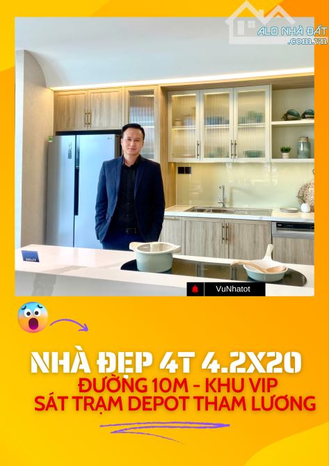 Nhà Siêu đẹp - Khu vip Giam 200 tr - Tháng 5 - Nhà Mặt tiền 4T 4.2x20 giá chỉ 119 tr/m - 1