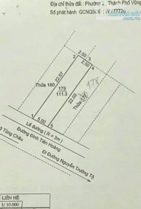 Bán 2 lô đất liền kề Mặt Tiền Đường Đinh Tiên Hoàng. P2. LTP Vũng Tàu.219,6m2 giá 30tỷ thư - 2