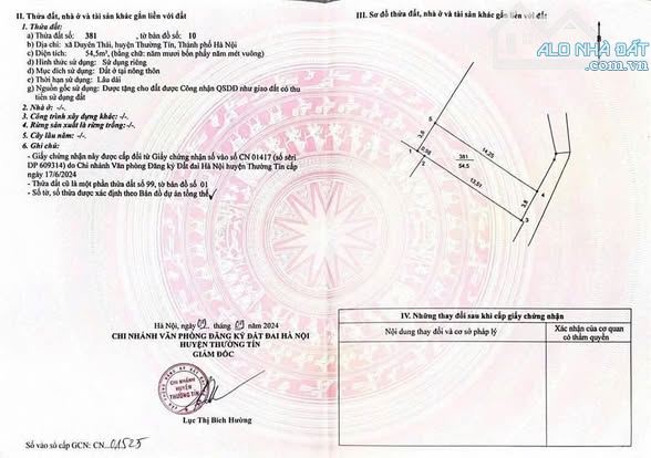 Hạ Thái, Duyên Thái, Thường Tín (Giáp trường Cấp 3 Đông Mỹ) DT: 55m, giá 3.95 tỷ - 3