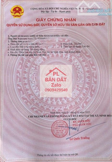BÁN ĐẤT THỔ CƯ LẠC AN, NINH THỌ,NINH HÒA – GẦN BIỂN DỐC LẾT – GIÁ TỐT ĐẦU TƯ. - 7
