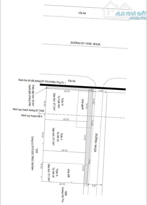 BÁN ĐẤT MẶT TIỀN DT 743 GẦN VIN COM 550 DĨ AN, DT 1100M NGANG 22.5M, GIÁ 37 TỈ - 2