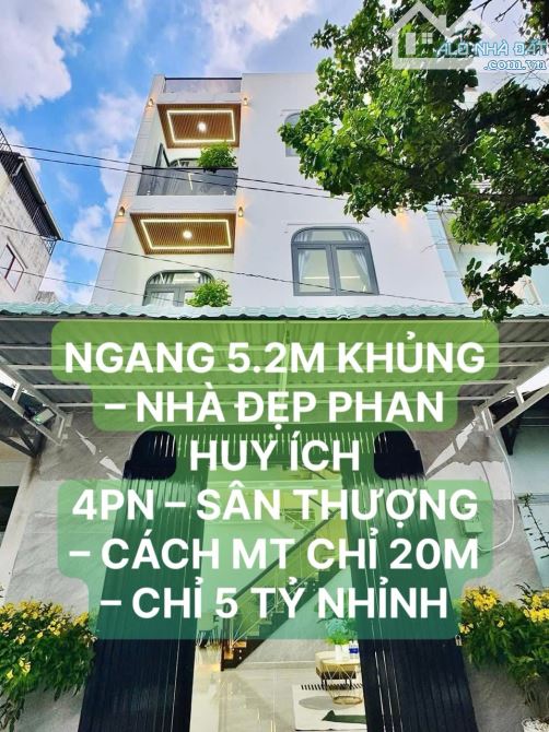 Bán nhà Phan Huy Ích Gò Vấp – ngang 5.2m – 4PN – gần Emart – giá chỉ hơn 5 tỷ