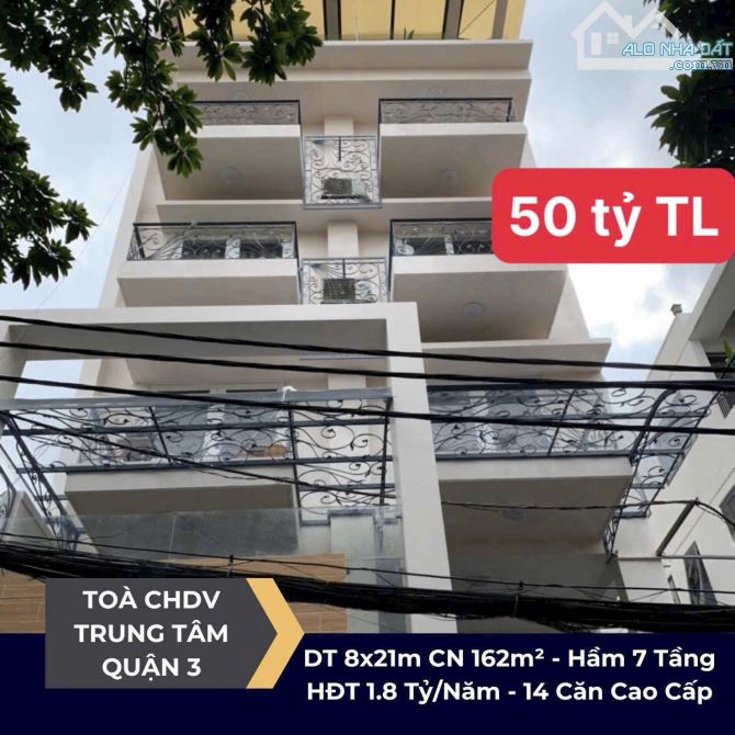 Bán CHDV 2MT 8x21m, hầm+7 tầng khu Hai Bà Trưng, tài sản giữ tiền cực tốt ở trung tâm HCM