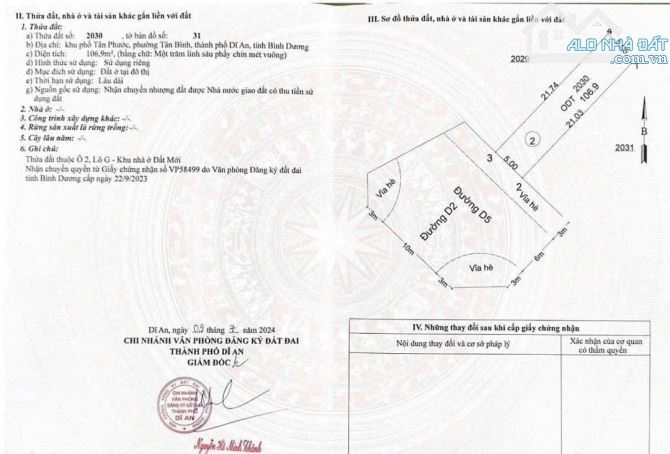 BÁN LÔ ĐẤT HẺM 7M DT 70M , TÂN BÌNH , DĨ AN, ĐƯỜNG THÔNG, KHU DÂN CƯ, GIÁ 2.38TỈ - 1