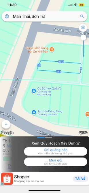 Bán đất MT đường Tân Thái 10 (đường 7m5) cạnh chợ Mân Thái, DT 105,5m2 giá 6ty7 - 1